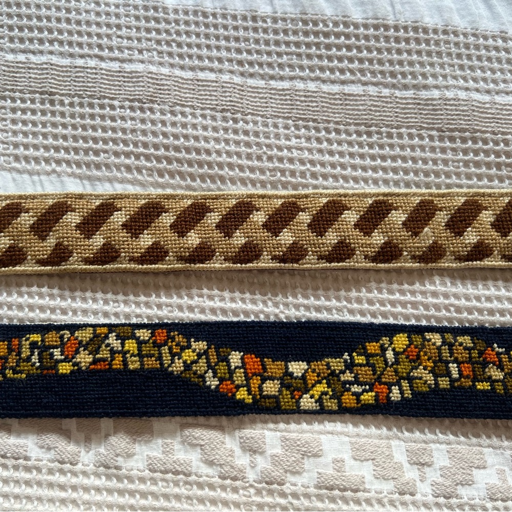 2 Vintage Men's Embroidered Belts / Unique Patterns